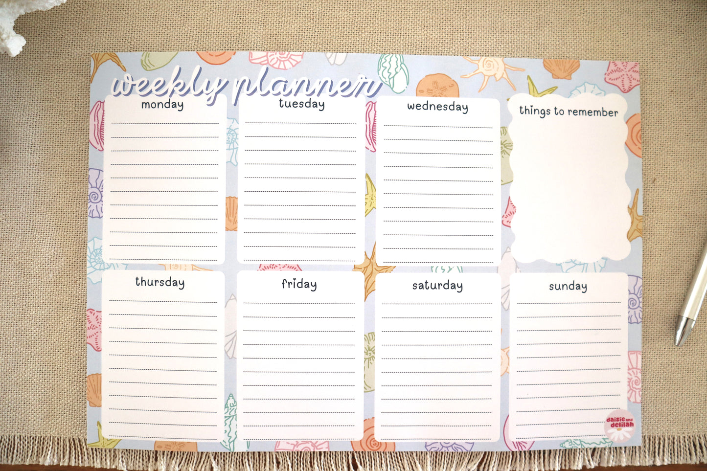 weekly planner - blue shells