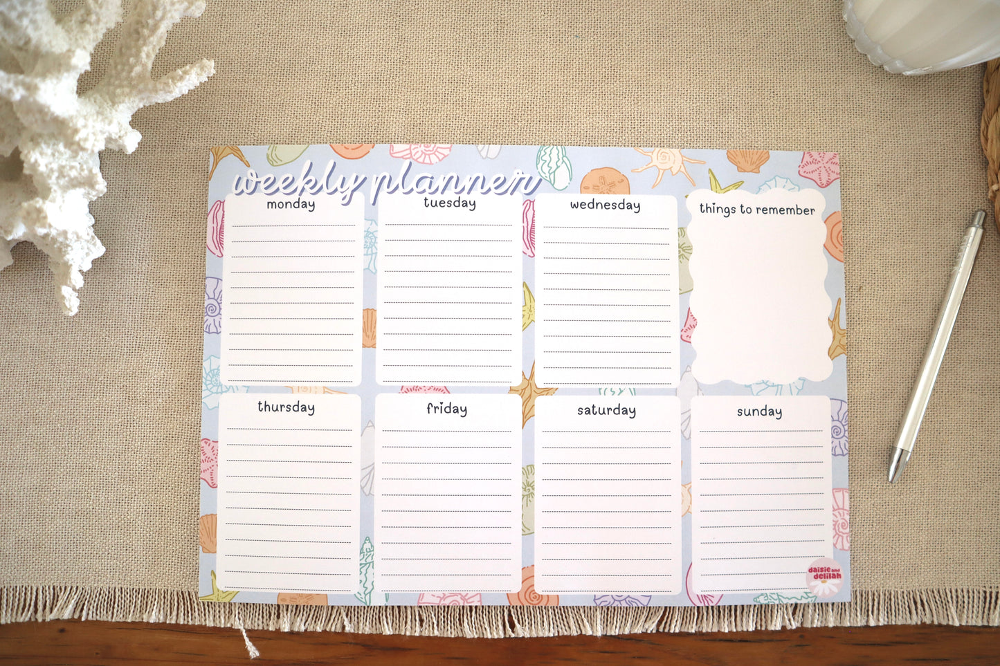 weekly planner - blue shells