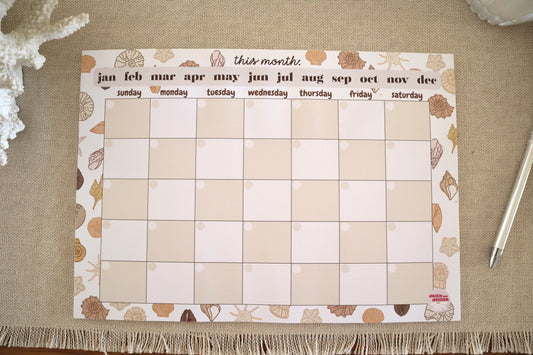 monthly planner - beige shells