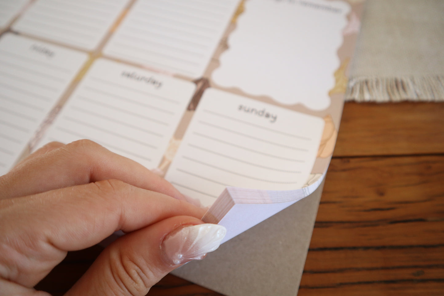 weekly planner - beige shells