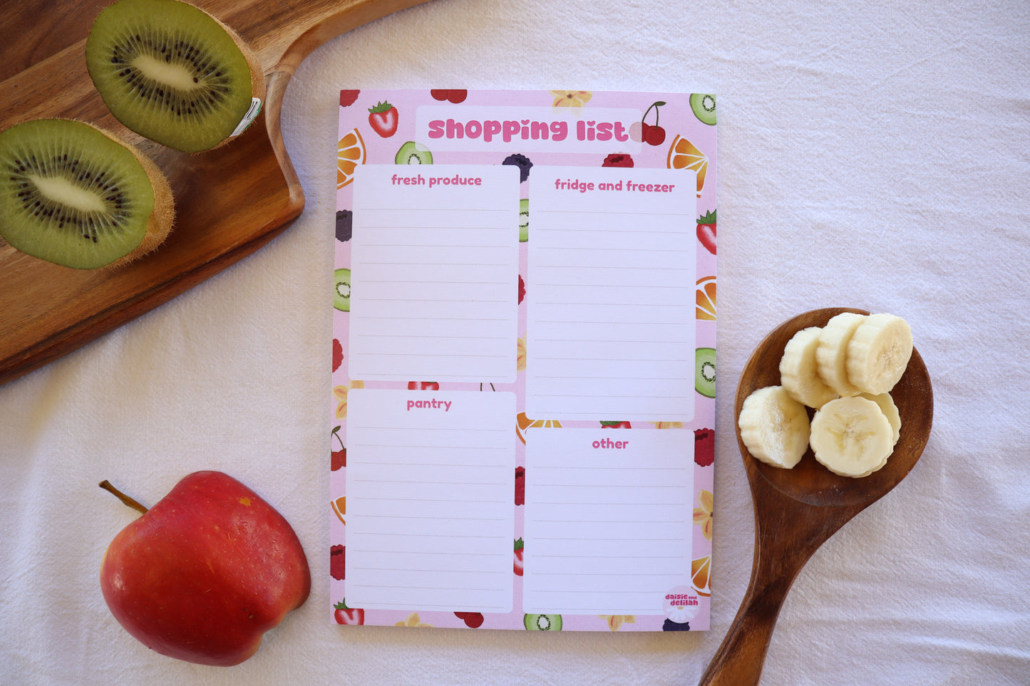 organised shopping list - fruity