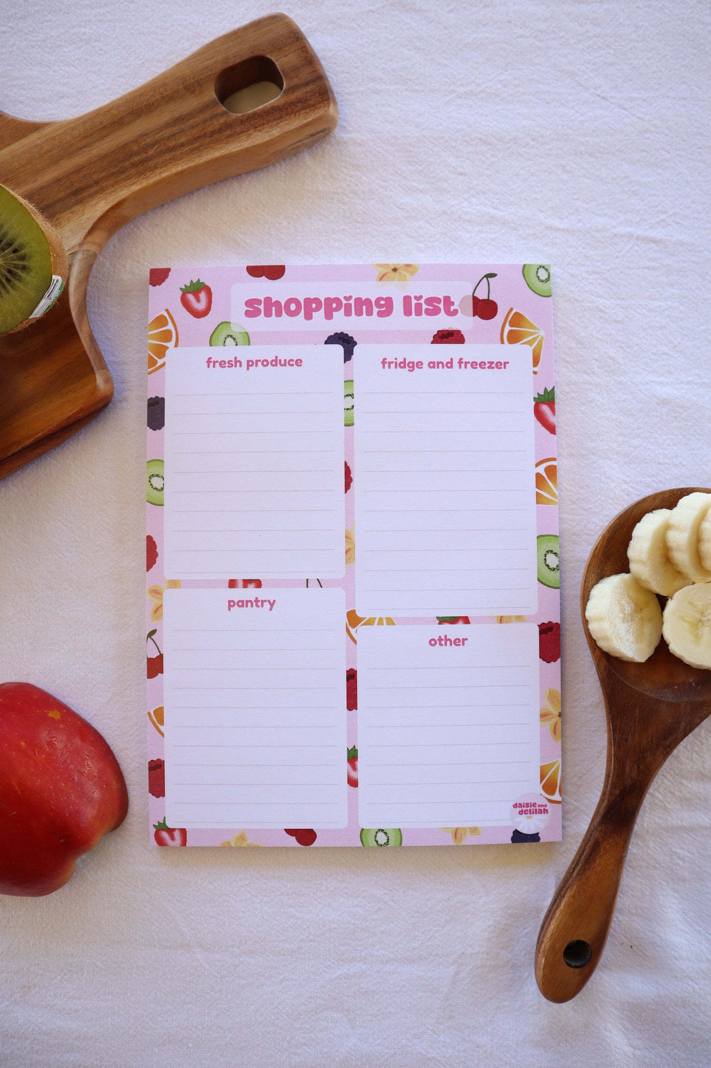 organised shopping list - fruity