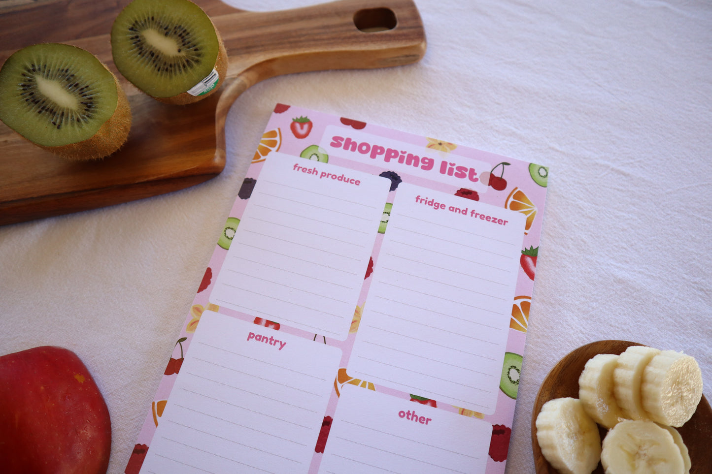 organised shopping list - fruity